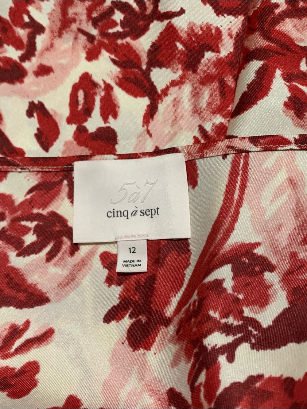 NWOT Cinq a Sept Red Floral Slip Silk Dress Size 12 #Summerdress - Picture 5 of 7